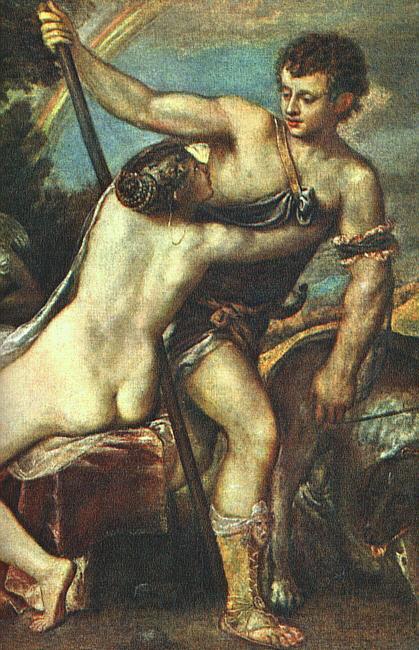 TIZIANO Vecellio Venus and Adonis, detail AR Norge oil painting art